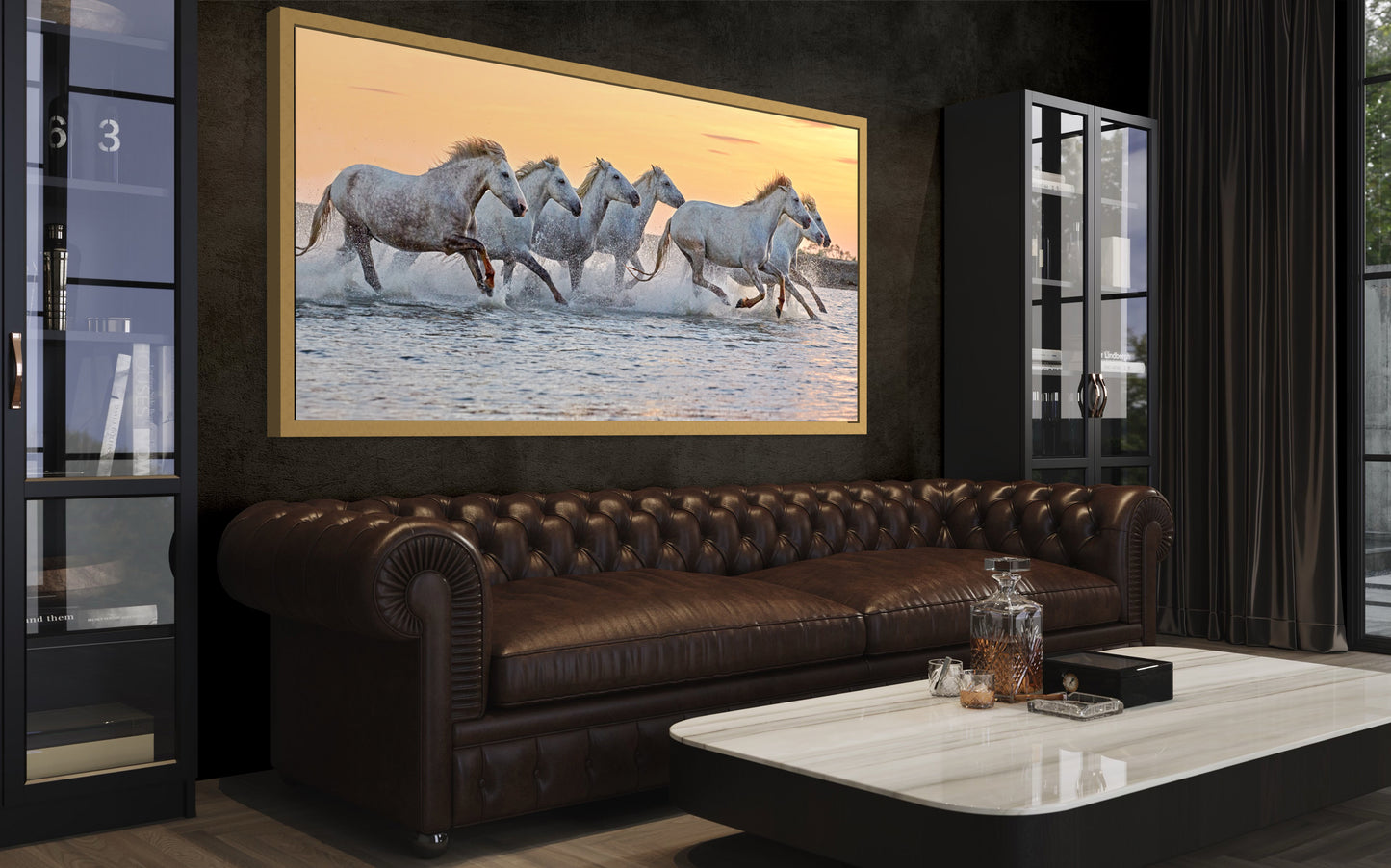 Sunset White Horses at Camargue